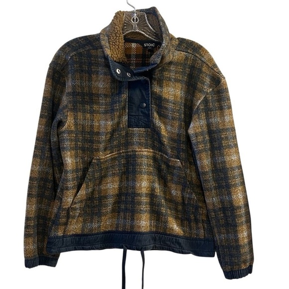 Stoic Women's XS Plaid Fleece Pullover Jacket with Sherpa Collar - Picture 1 of 14